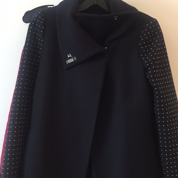 zara studded sleeve coat
